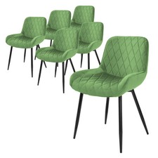 Lot 6x chaises de salle à manger vert sauge retro en velours fauteuil deco salon