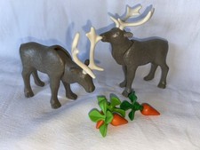 Playmobil Lot De 2 Rennes Carottes Traineau Zoo Foret Animaux Christmas