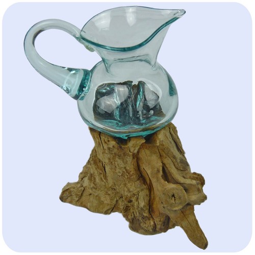 Bois racine vase verre - bois, en