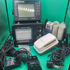Lowrance LMS-350A Fishfinder Sonar GPS & X-15 Computer Sonar Printer Temp Sensor