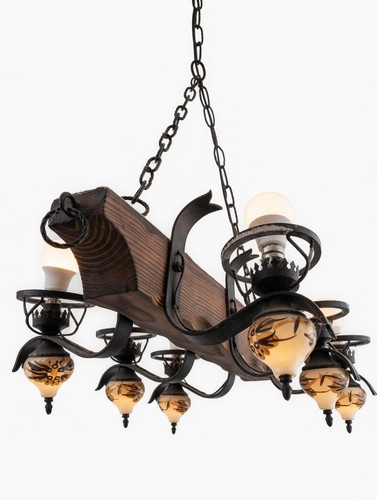 Lustre rustique bois massif - rustique,