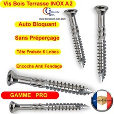 Vis Terrasse INOX A2 Bois Dur Exotique GAMME PRO 4x40 5x50 5x60 5x70 5x80