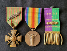 Lot Medals Croix de Guerre 1914 1918 Palme Victoire WW1 French Medals Cross