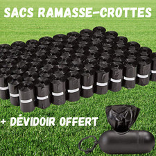 Sac ramasse-crottes de Chiens sacs Déjection Extérieur avec dévidoir noir 1500
