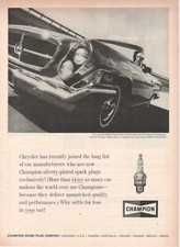 Bougie D'Allumage CHAMPION CHRYSLER 300H À La DAYTONA Publicité 1 Page 1962