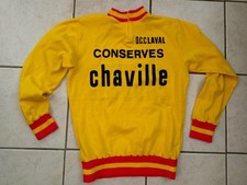 MAILLOT PULL CYCLISTE TRICOT NORET CONSERVES CHAVILLE OCC LAVAL TAILLE M/3 TBE