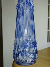 AN OLD BOTTLE GLASSWARE SPECKLED COLORS WHITE AND BLUE ht 30 cm CLICHY