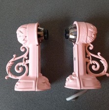 LOT 2 ANTIQUE PINK CAST IRON SCONCES LAMPS 17 cm