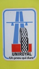  vintage sticker, UNIROYAL A tire that lasts (background highway sign) 9 cm / 13