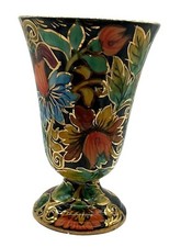 Vtg H. Bequet Quaregnon Belgium Hand-Painted Floral Vase With Gold Accents 7"