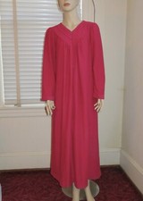 Miss Elaine Robe L Red Front Zip Long Sleeve Fleece Lined Maxi Duster Nightgown