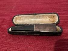 OLD LEATHER CASE WITH SMOKE-CIGARETTE-inscriptions- 14 GOLD-ECHT AMBER-SILVER