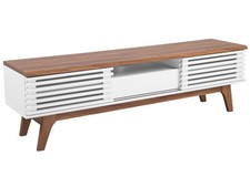 Meuble TV Bois Foncé et Blanc