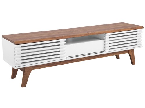 Meuble bois foncé blanc - tv,