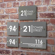 House Door Number Sign Wall Plaque Personalised Printed Address Modern