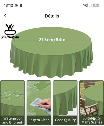 Yiuduayan nappe ronde verte - nappe,