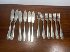 Service 12 Couverts à Poisson en Métal Argenté (10-21/F18)
