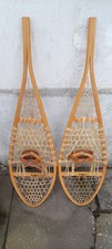 Ancienne paire raquette neige Canada Snow Bird 12x42 bois 107 Cm