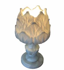 ?Large Art Deco Style Bluish Alabaster Lamp 1940s-1950s Artichoke