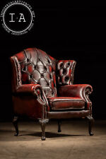 Vintage Tufted Leather Chesterfield Armchair in Oxblood