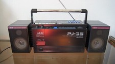 rare boombox radio stereo cassette receiver akai pj 35 black full working