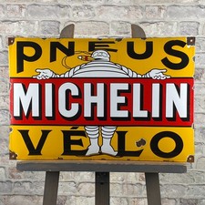 MICHELIN Enamel Sign 23.6x15.7" (60x40cm) Rare Vintage Pneu Service Wall Signage