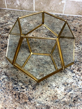 VINTAGE MID CENTURY GLASS GEOMETRIC PENTAGON TABLE TOP TERRARIUM (15D)