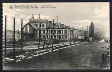 CPA Ostende, Ruines 1914-18, Gare maritime, La Gare 