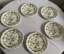 6 Assiettes Plates Faience De Gien Modele Oiseax Du Paradis 