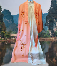 Oriental Asian Kimono Gown Robe Polyester Rayon Satin Large 55 inch Length VTG