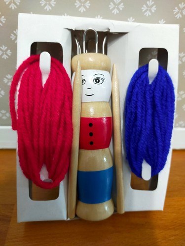 Tricotin vintage bois bleu - tricotin, bois,