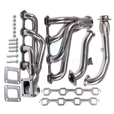 STAINLESS T4 TURBO MANIFOLD EXHAUST+CROSS PIPE FOR 79-93 MUSTANG 5.0 V8
