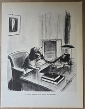 Estampe recto-verso : Roger TETSU - Caricature chasse - Humour. 1963