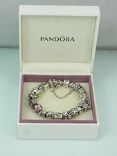 PANDORA Bracelet Breloques Éléments Beads 925 Ale Argent/Or Bouchon Clip Boîte