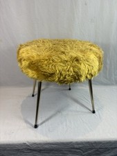 60s-70s Vintage Yellow Fur Moumoute Design Stool