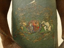 1780-1820- GARGOUSSIER Anglais en TOILE PEINTE VERTE COLLEE sur BOIS-1er EMPIRE