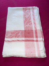 Antique damask cotton tablecloth and red liteaux 130 cm x 185 cm ref T86