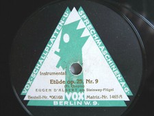 78rpm EUGEN D'ALBERT Piano - ULTRA RARE VOX - Chopin Etude & Waltz