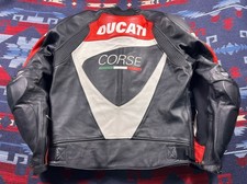 DAINESE DUCATI CORSE D-SKIN LEATHER MOTORCYCLE RACING JACKET Armor MEN'S Sz 52
