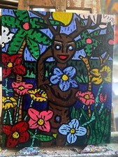 DÉESSE NOIRE -- ACRYLIQUE SUR