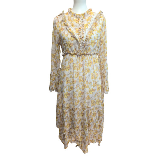 Robe cubic fleurie jaune - robe,