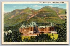Banff Alberta Banff Springs Hotel Linen Postcard AB