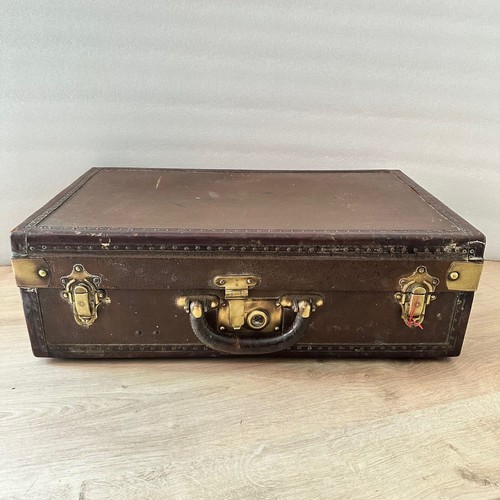 Valise ancienne cuir - et, laiton