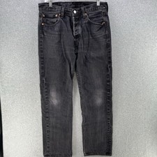 Levi's 501 Mens Jeans W33 L32 Black Denim Button Fly Pantalones Straight Leg