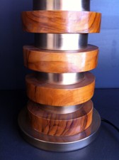 VERY STYLISH 1970 OLIVE WOOD METAL DESIGN LAMPSTAND