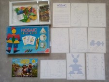VINTAGE GAME MOSAIC COLORING WOOD COLORS DUJARDIN 1990 + PENCILS / CARDS + POSTER