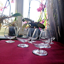 6 Saint Louis Crystal Cognac or Liqueur Glasses Signed H 10cm