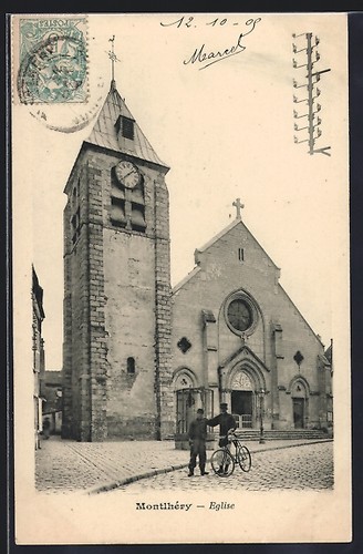 Cpa montlhéry église - montlhéry,, avec