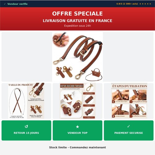Bandoulière cuir cognac - bandoulière,