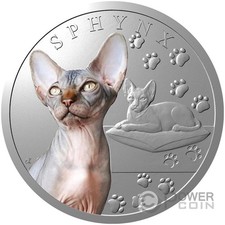 SPHYNX Cat Breeds 1 Oz Silver Coin 1$ Niue 2025